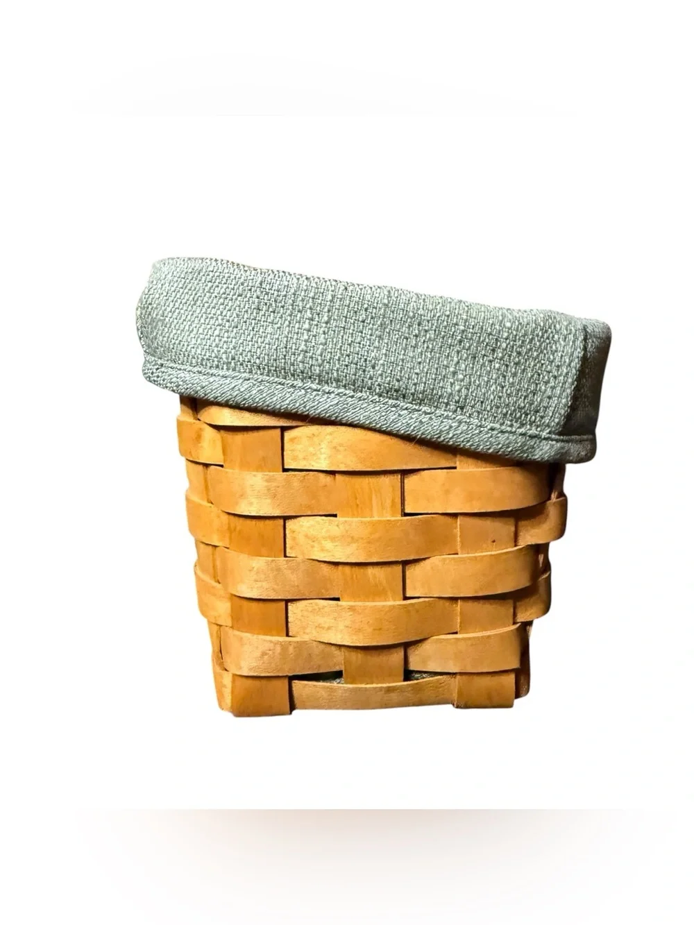 Vtg Longaberger Small Berry Basket With Sage Green Liner & Plastic Protector